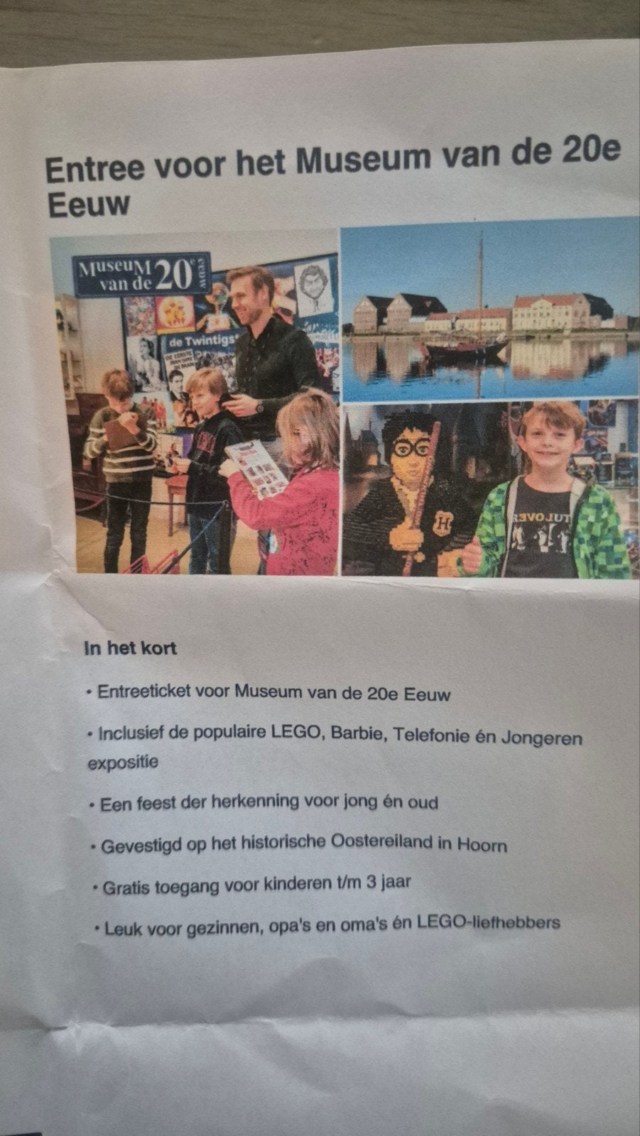 Digitaal ticket Museum 20e eeuw Hoorn, Tickets en Kaartjes, Eén persoon, Ticket of Toegangskaart