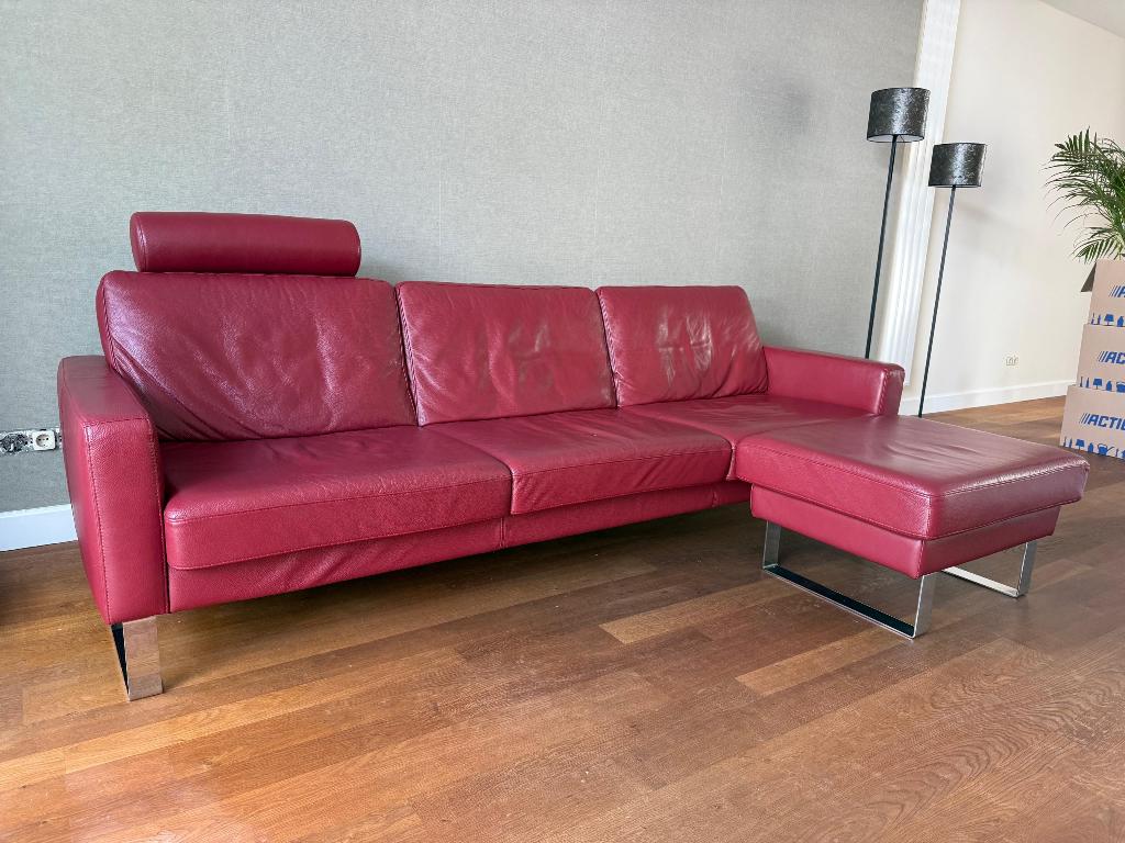 Mooie leren bank, Huis en Inrichting, Banken | Bankstellen, Gebruikt, Rechte bank, Driepersoons, 200 tot 250 cm, 75 tot 100 cm