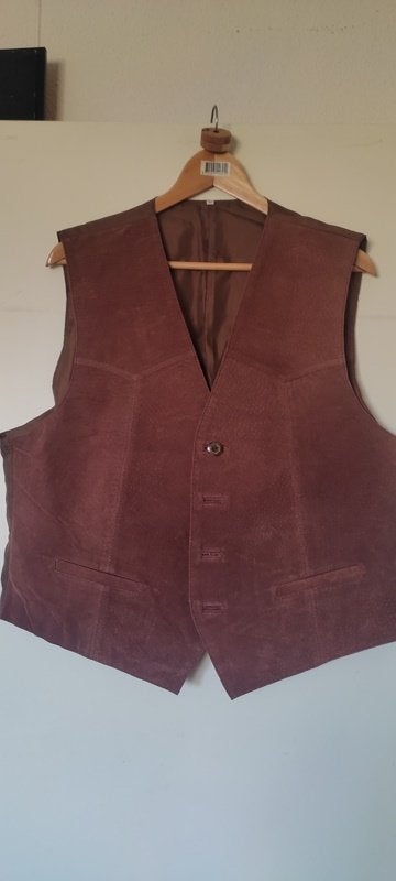 Retro heren gilet van leer, maat XL, Verzenden, Nieuw, Maat 56/58 (XL), Bruin
