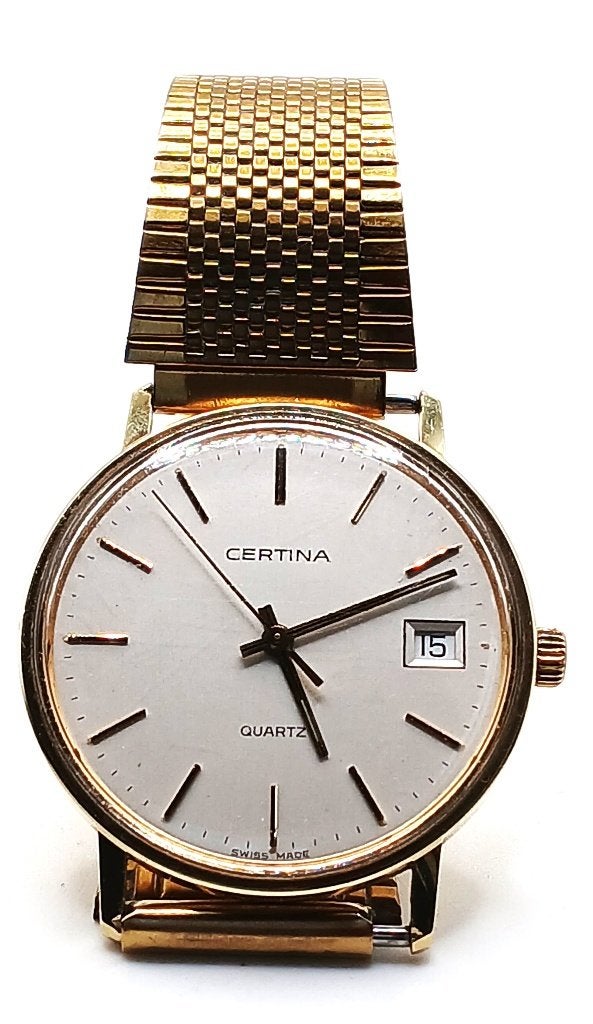 Certina Quarzt 14 karaat geel goud polshorloge., Overige merken, Goud, Polshorloge, Verguld
