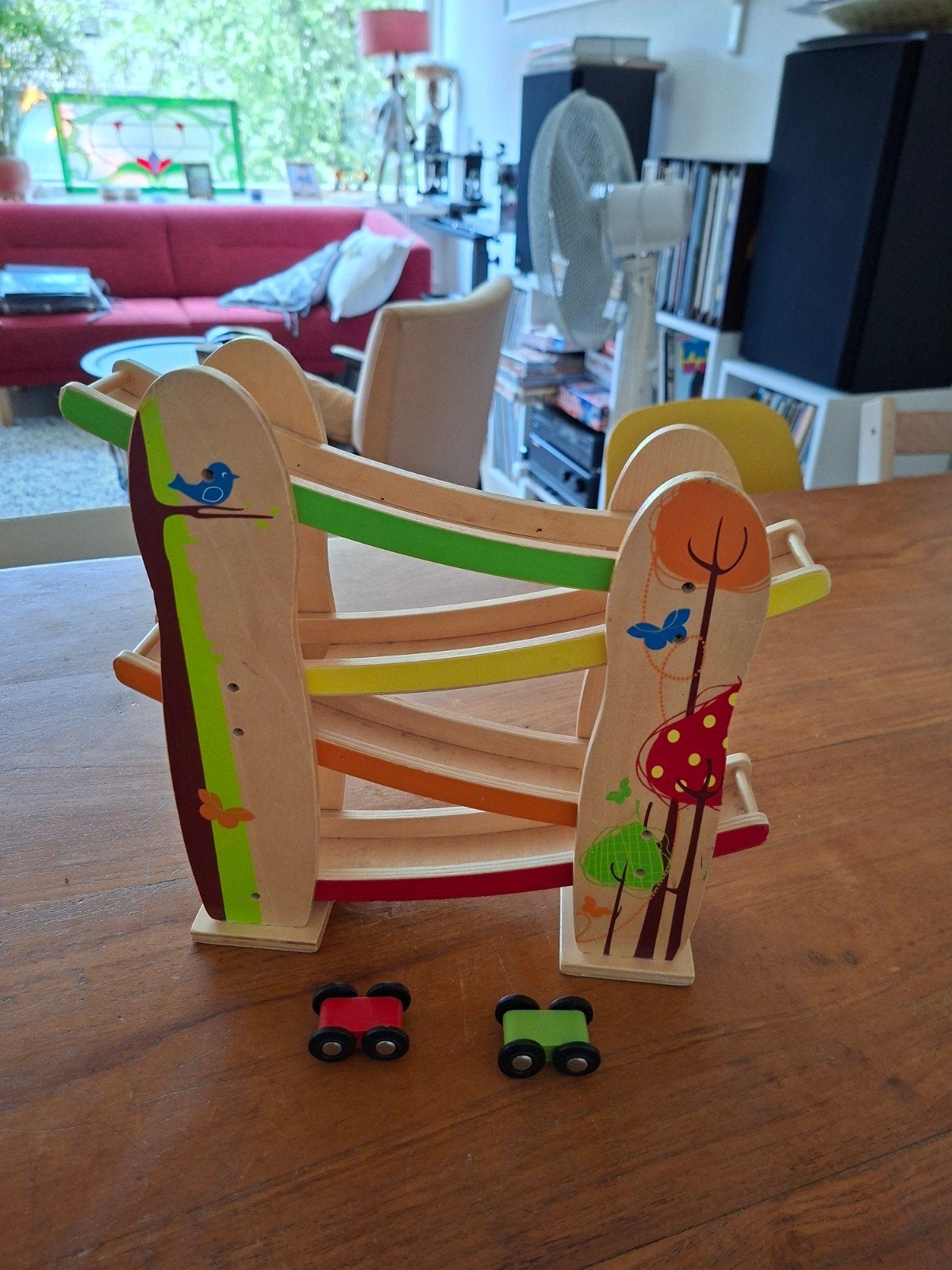 Houten autobaan met 2 autootjes, Ophalen, Gebruikt, Jongen of Meisje