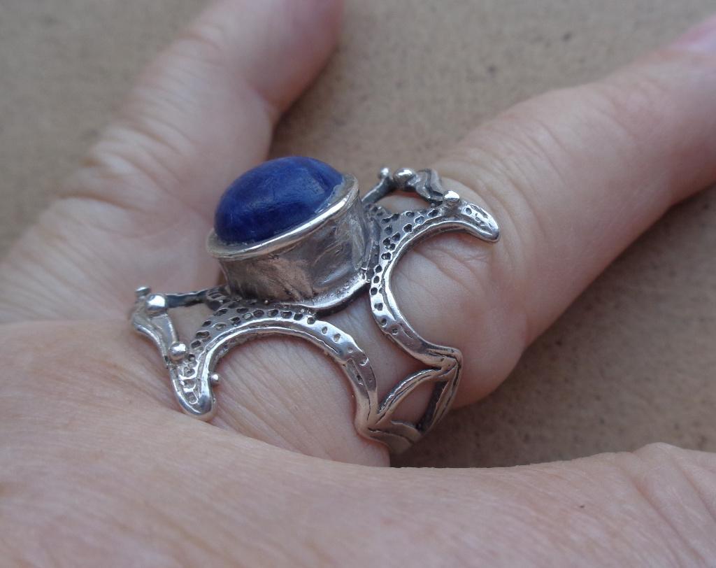 zilveren royale ring MEXICO met lapis lazuli [1142], Verzenden, Zo goed als nieuw, 17 tot 18, Dame