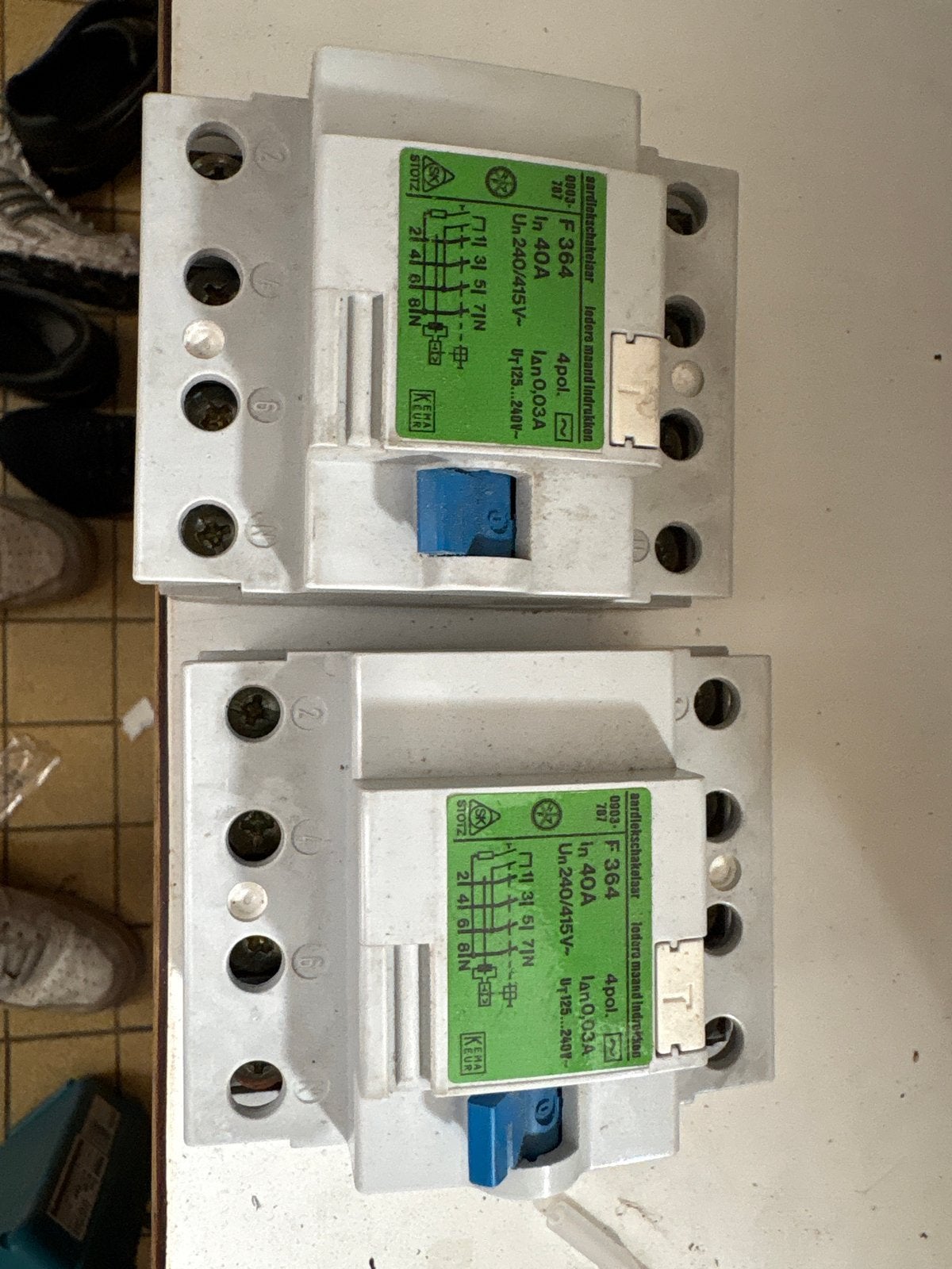 2x Aardlekschakelaar Stotz F 364 40A 0.03A 4-polig, Ophalen of Verzenden, Gebruikt, Schakelaar