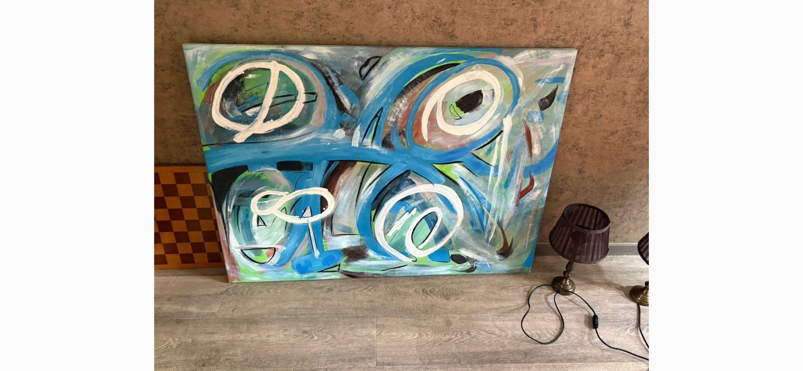 Abstract olieverf op doek, Ophalen