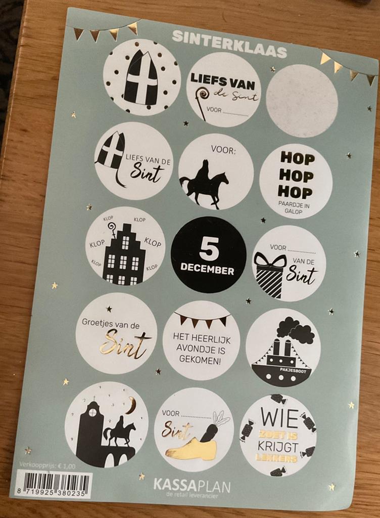 A5 stickervel kadolabels Sinterklaas, Ophalen of Verzenden, Nieuw, Meerdere stickers