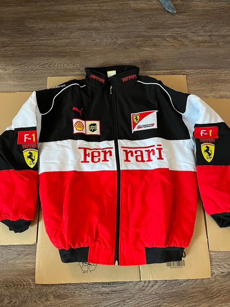 Ferrari Racing jas (maat XL) – white vintage stijl, Verzenden, Zo goed als nieuw, Maat 56/58 (XL), Rood