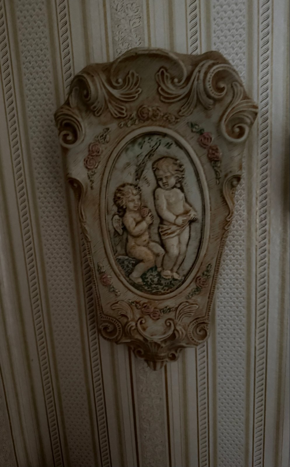 Vintage wanddecoratie: Engelen, duiven en bloemen, Antiek en Kunst, Ophalen of Verzenden