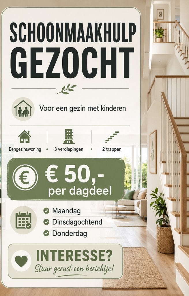 Schoonmaakhulp gezocht Almere Stad, Schoonmaken