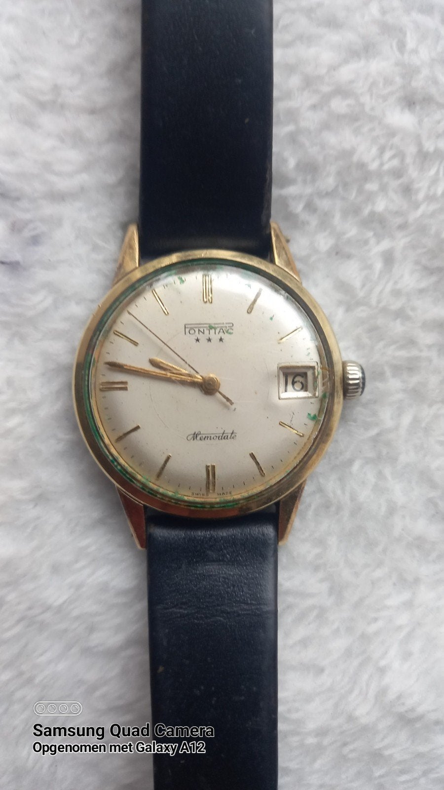 Vintage Pontiac Memodate Herenhorloge - Goede Staat, Overige merken, Overige materialen, Polshorloge, Ophalen of Verzenden
