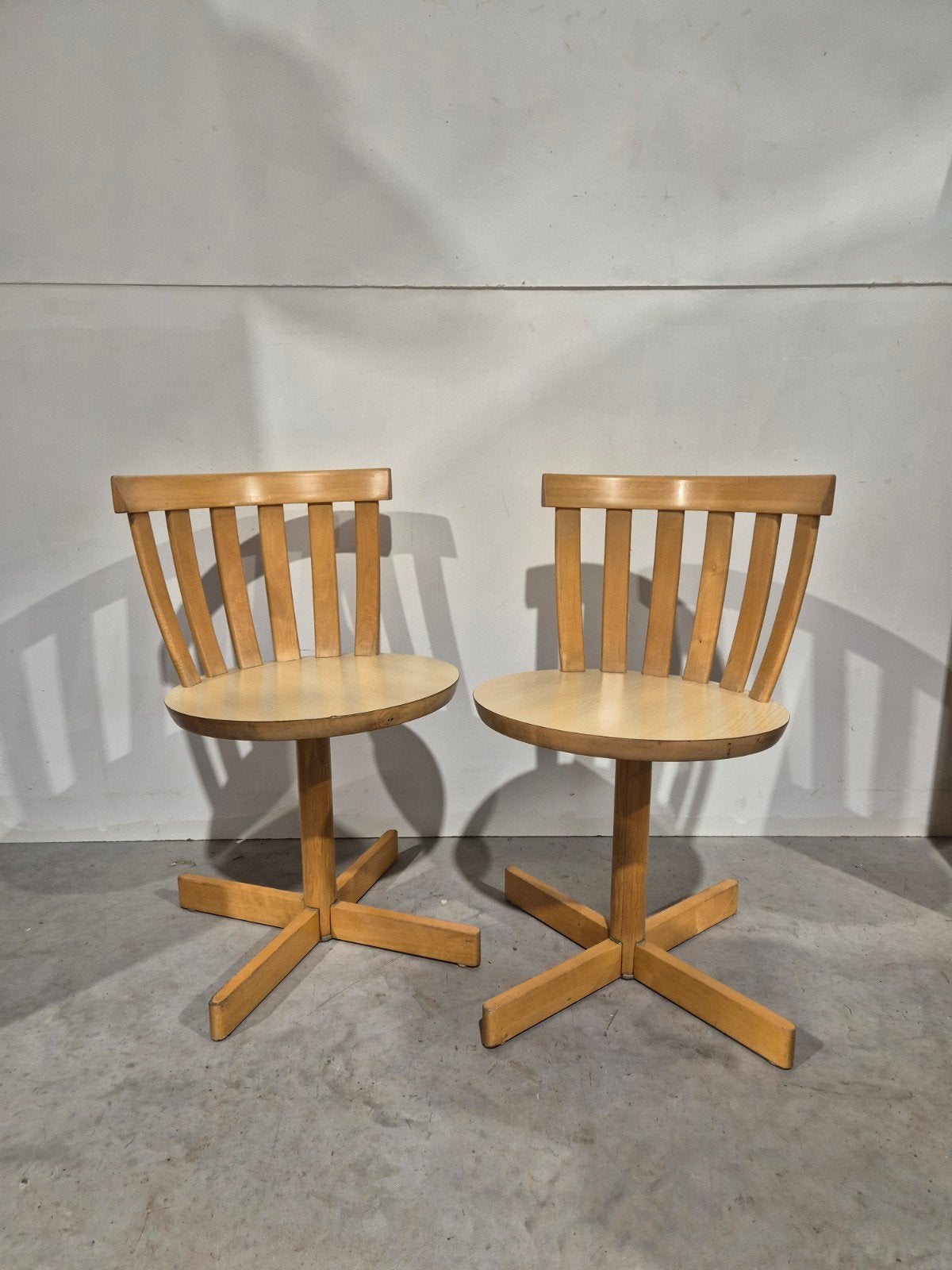 jan hallberg & sune fromell draaistoelen vintage, Gebruikt, Bruin, Onbekend, Ophalen of Verzenden