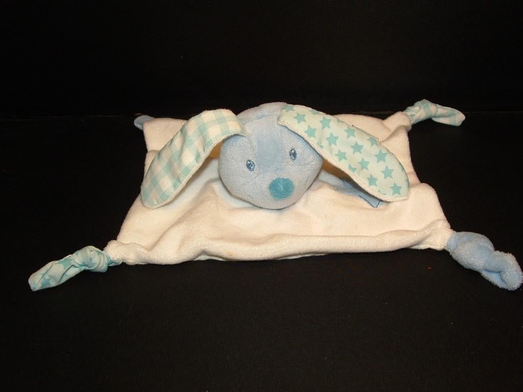 TIAMO KONIJN KNUFFELDOEKJE VELOURS WIT MET BLAUW, Ophalen of Verzenden, Nieuw, Overige typen