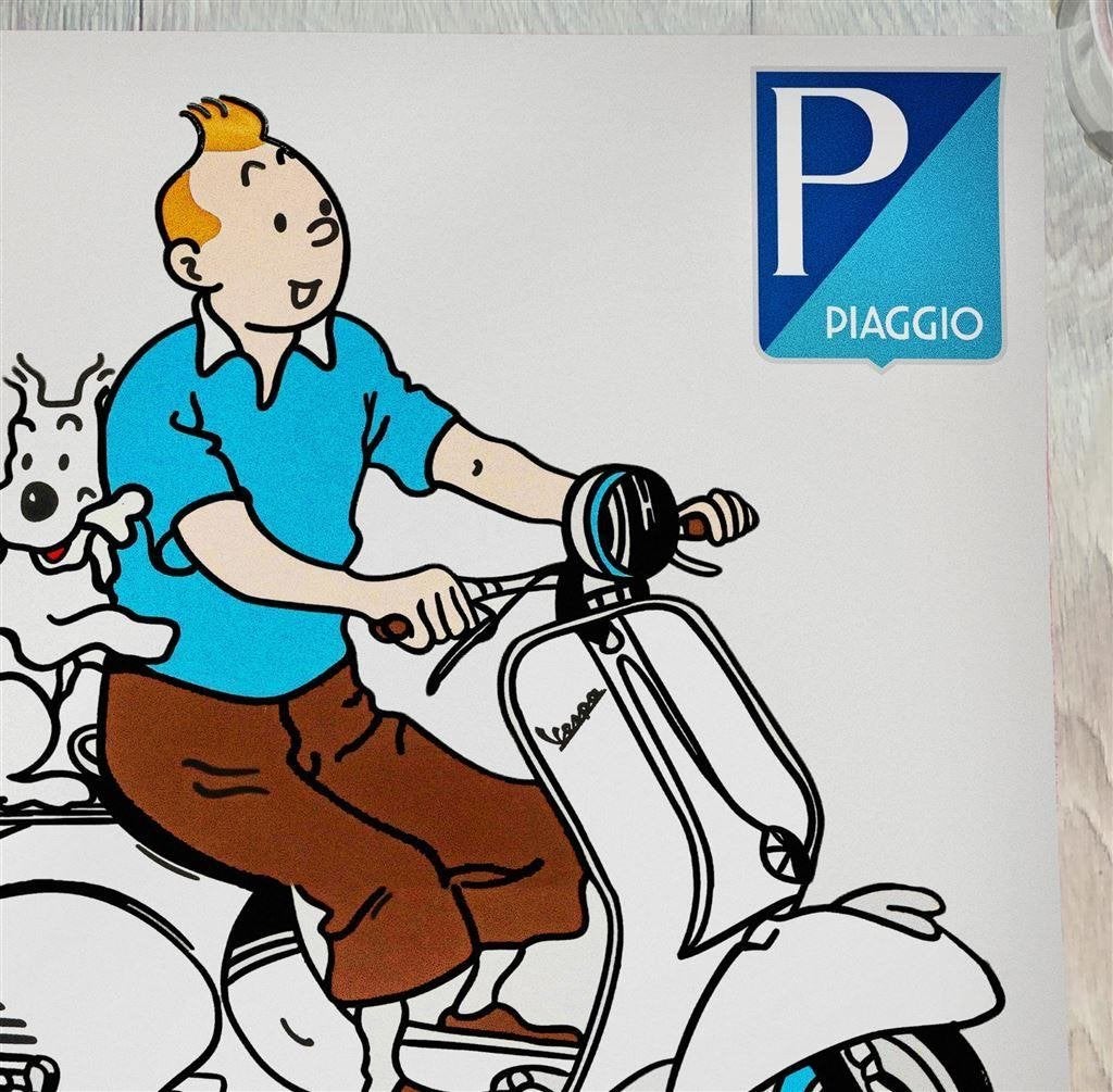TIN TIN KUIFJE VESPA PIAGGIO Poster 40x60cm, Verzamelen, Verzenden, Kuifje, Nieuw, Beeldje of Figuurtje
