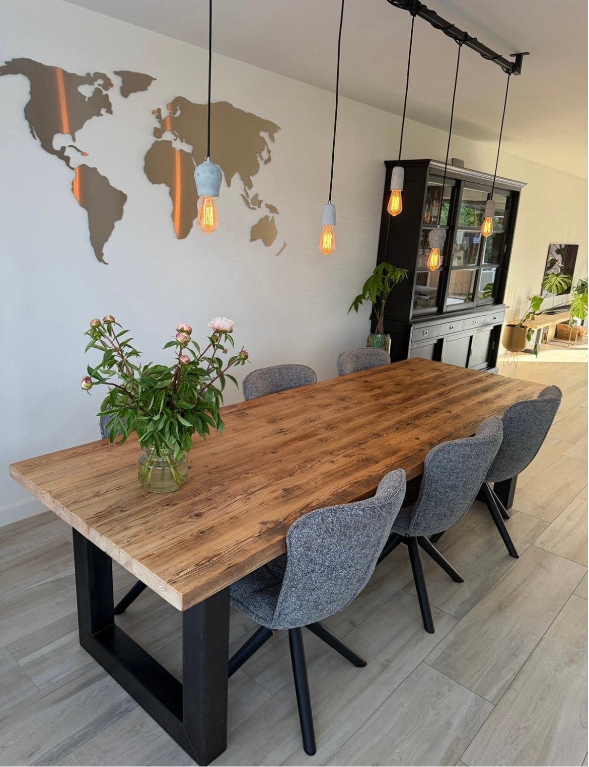 Prachtige Massieve Eiken Boomstamtafel (280x97) U-Poten, Ophalen of Verzenden, Zo goed als nieuw, Rechthoekig, 200 cm of meer