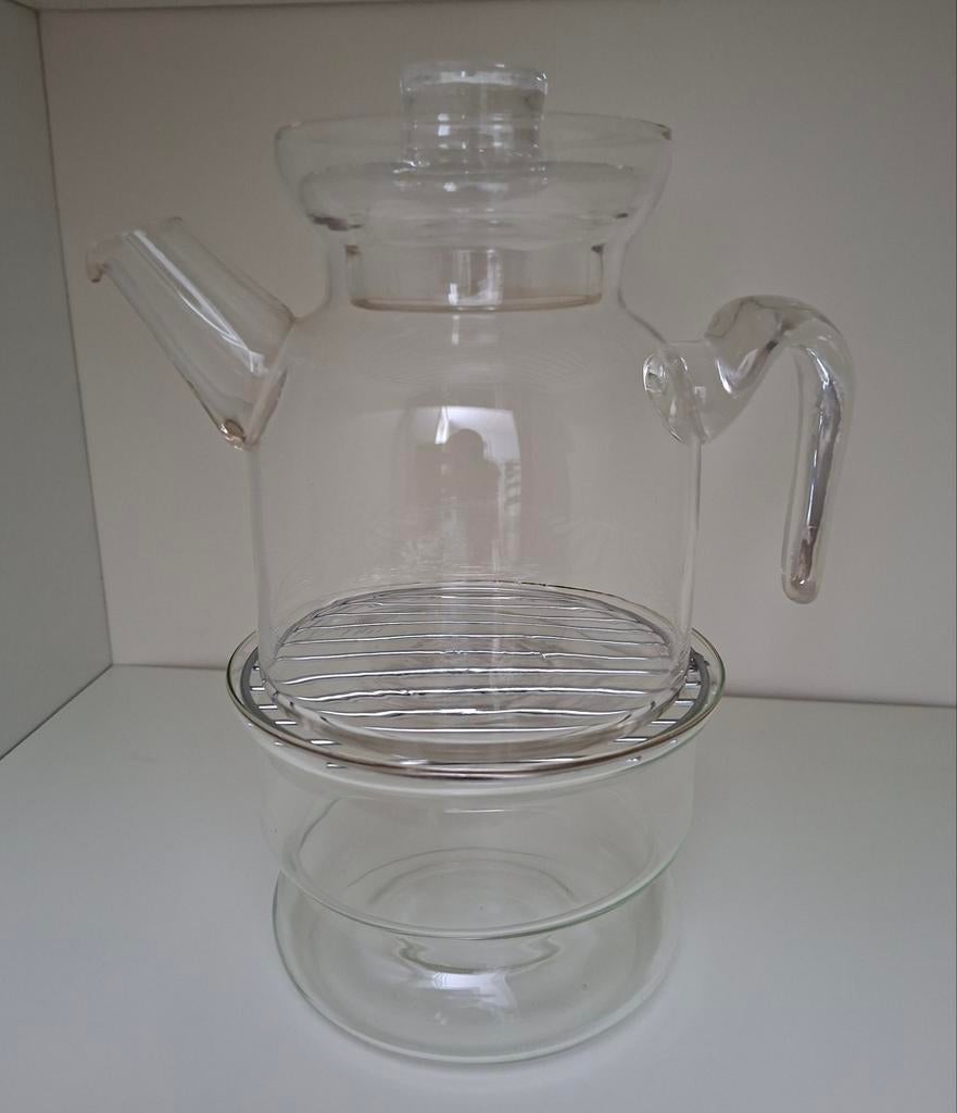 Glazen Theepot met warmhouder,  Theepot glas als Nieuw, Ophalen, Zo goed als nieuw, Glas