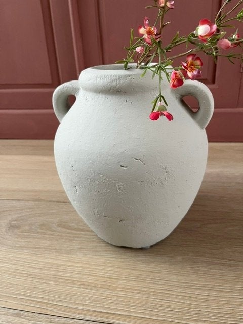kruik aardewerk vaas stoer, Ophalen, Beige, 27 cm, Zo goed als nieuw