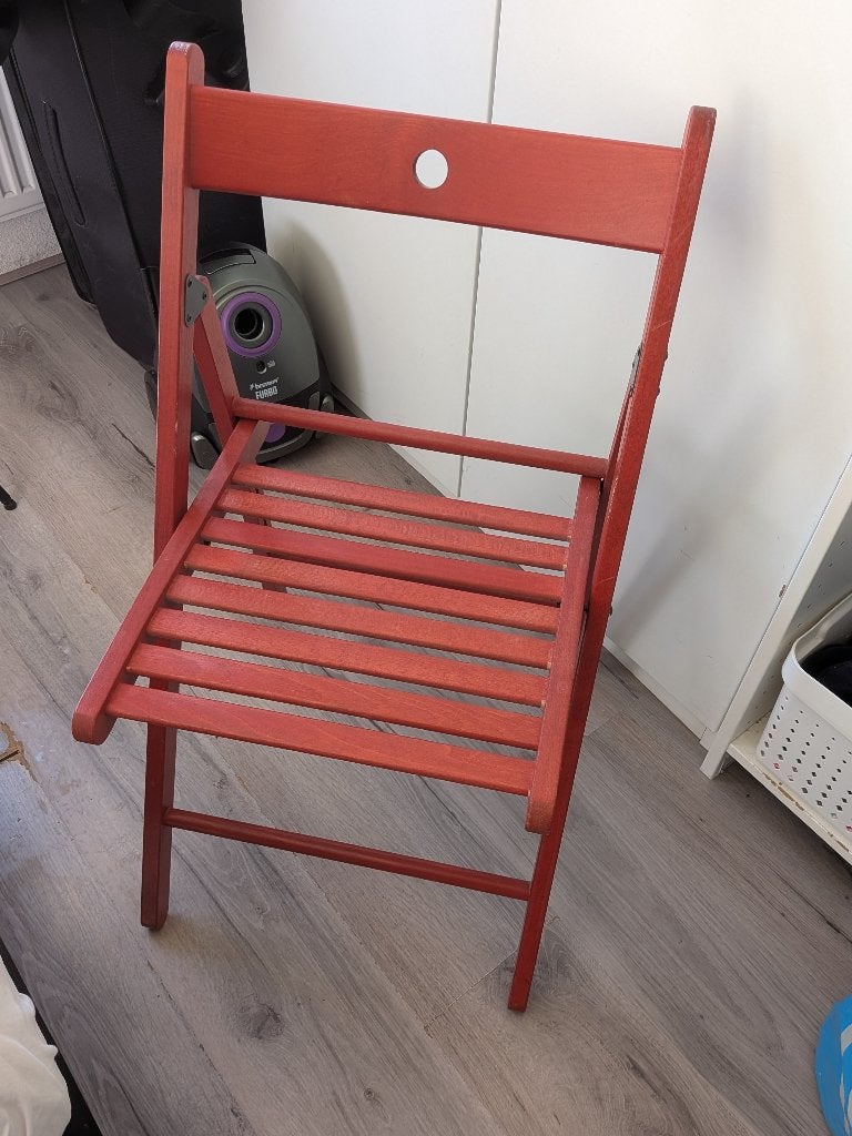 Opvouwbare rode houten stoel - Foldable wooden red chair, Ophalen, Gebruikt, Eén, Rood