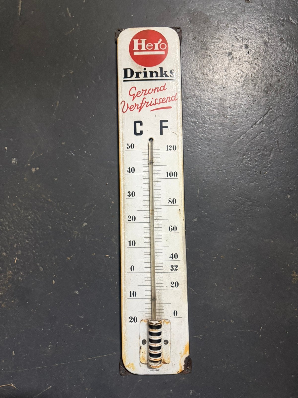 Emaille Hero Bordje Thermometer, Verzamelen, Ophalen of Verzenden, Zo goed als nieuw, Reclamebord