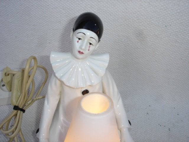 Vintage PIERROT tafellampje D. Bassano Italy, Gebruikt, Vintage, 20 cm, Meerkleurig