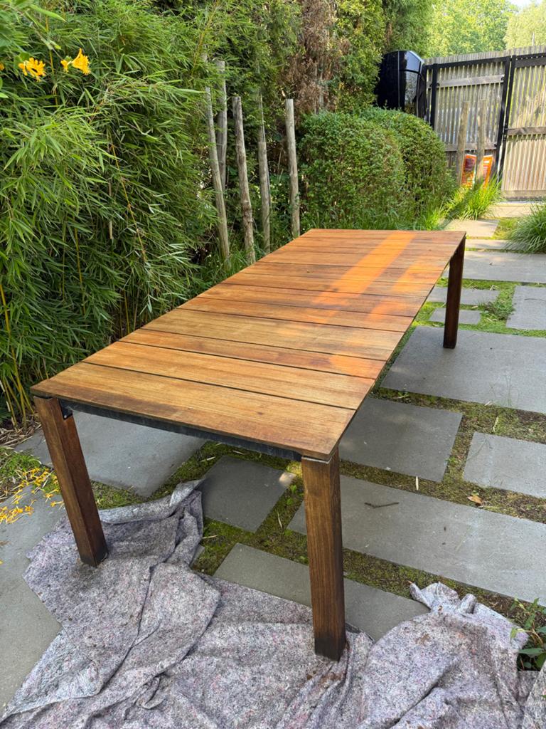 Teak houten tuintafel Oasiq Machar, Tuin en Terras, Tuintafels, Ophalen, Gebruikt, Rechthoekig, Teakhout