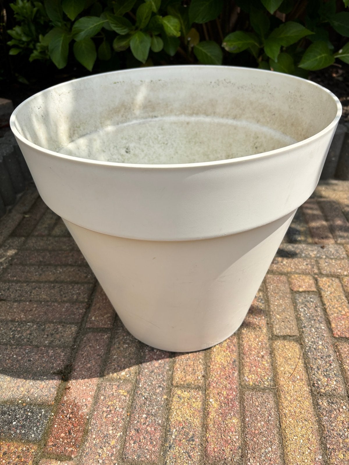 Grote witte bloempot, Elho, 36 cm hoog, 37 cm binnendiameter, Tuin en Terras, Kunststof, Gebruikt, Rond, Binnen