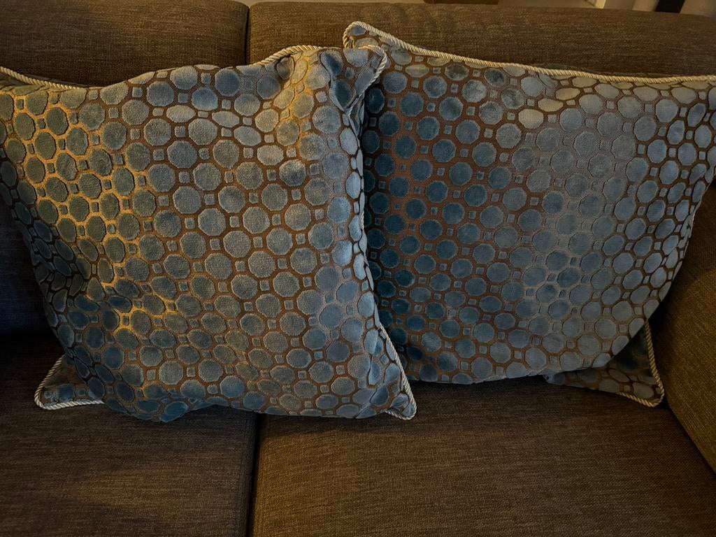 2x kussen blauw 45x45, Ophalen of Verzenden, Zo goed als nieuw, Blauw, Vierkant