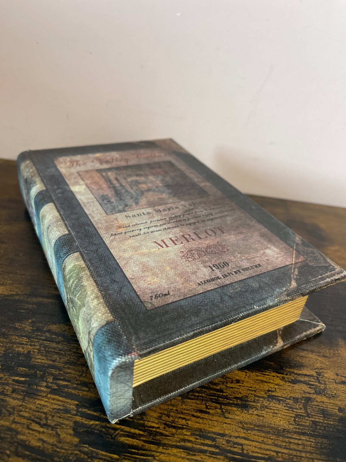Decoratieve Boek Opbergdoos - Merlot Wijn Thema, Gebruikt, Meerkleurig, Ophalen of Verzenden, Vintage