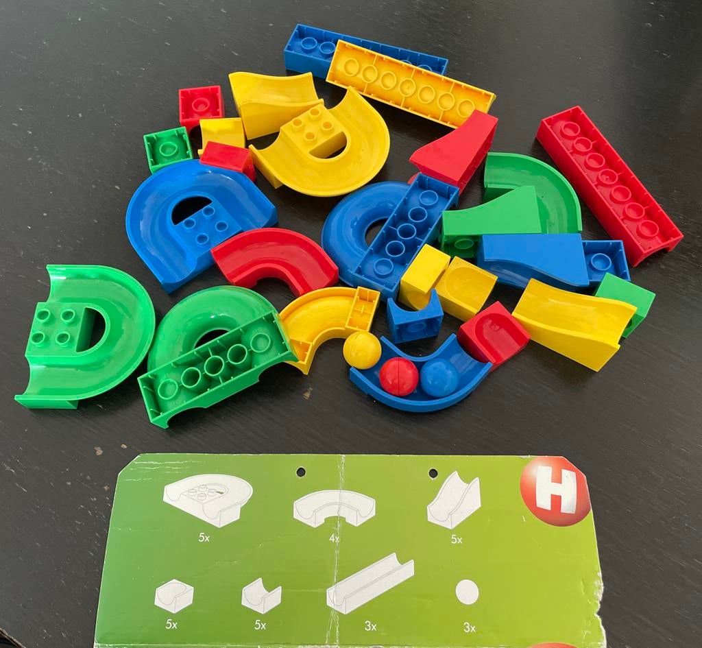 Hubelino knikkerbaan uitbreidingsset (past op Duplo), Ophalen of Verzenden, Gebruikt, Overige merken