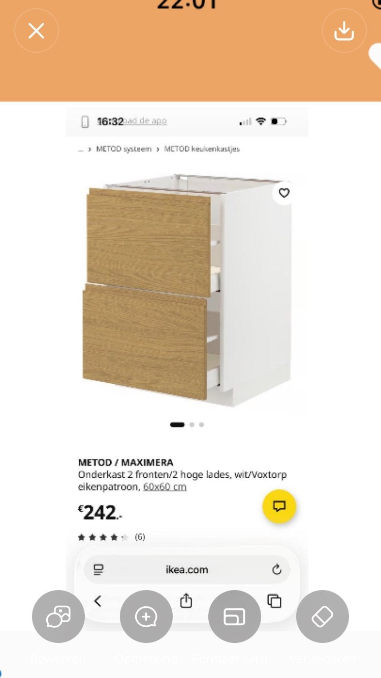 GEZOCHT:METOD/MAXIMERA onderkast, Huis en Inrichting, Gebruikt, Wit, Minder dan 100 cm, 50 tot 75 cm
