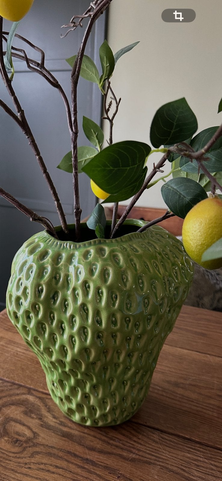 DES POTS grote aardbeien vaas groen despots pot bloemenvaas, Ophalen of Verzenden, Zo goed als nieuw, Groen