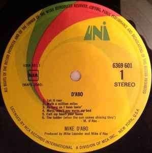Mike d'abo ‎  d'abo  lp, Ophalen of Verzenden, 12 inch, Poprock, Originele persing