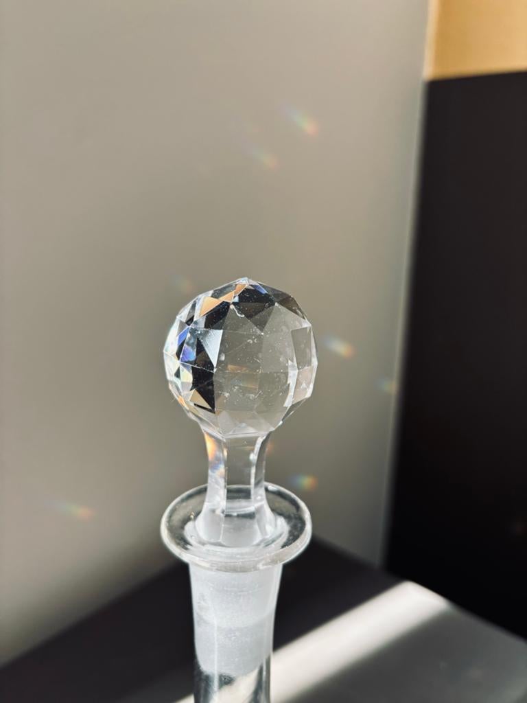 Vintage Glazen Karaf met Kristallen Stop, Ophalen of Verzenden