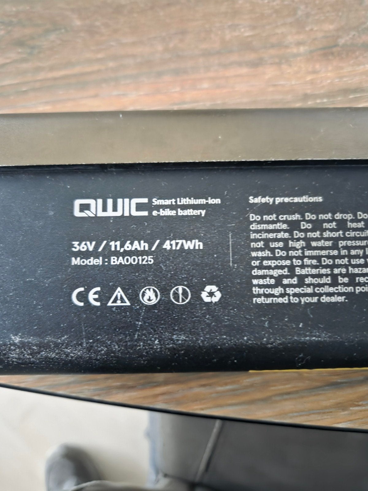 QWIC E-bike accu 36V 11.6Ah 417Wh - Defect, Ophalen of Verzenden, Gebruikt