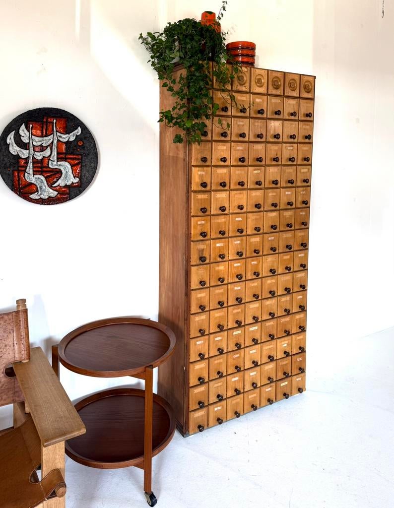 Vintage XL ladekast/apothekerskast, Duitsland ‘30, Ophalen of Verzenden, Zo goed als nieuw, Minder dan 150 cm, Eikenhout