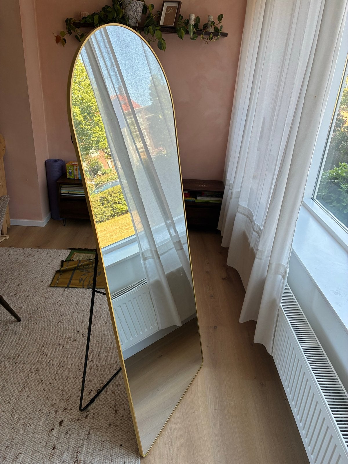 Gouden Boogspiegel, Huis en Inrichting, Woonaccessoires | Spiegels, Ophalen, Zo goed als nieuw, Overige vormen, 150 tot 200 cm