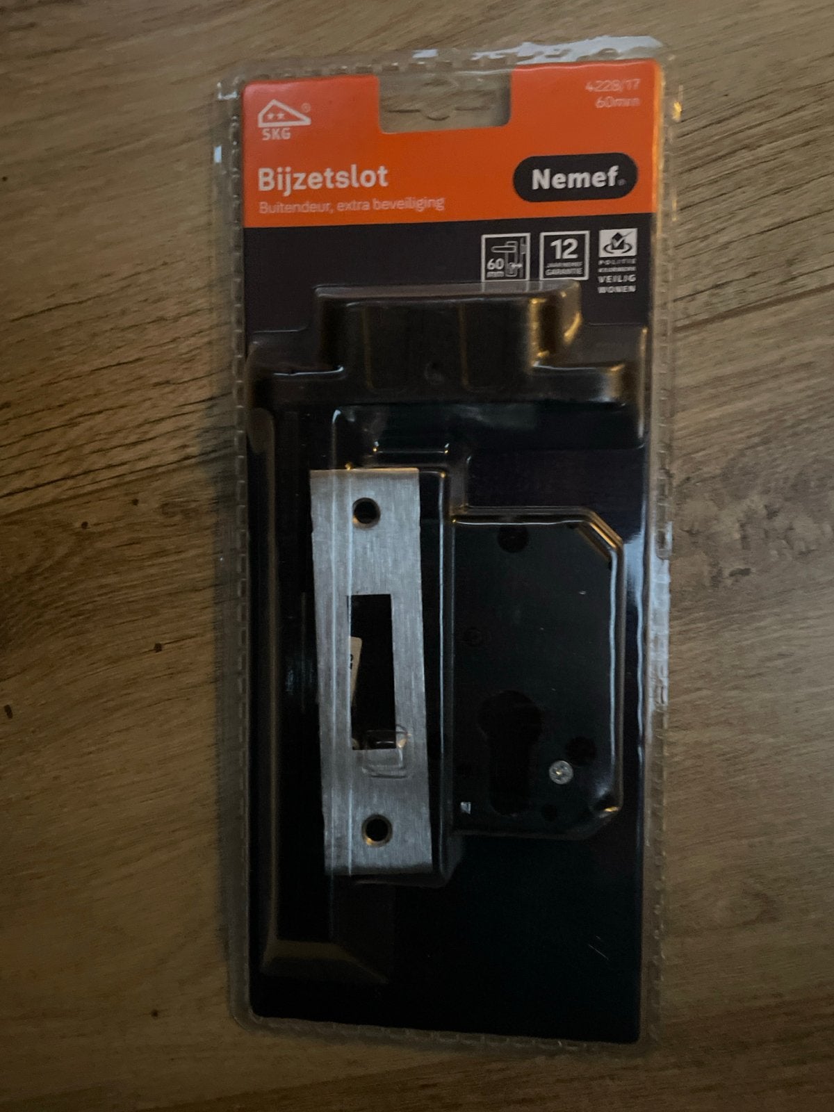 Nemef Bijzetslot Buitendeur 60mm SKG, Verzenden, Nieuw, Rvs, Slot