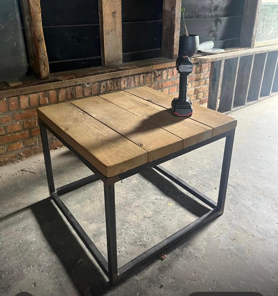 Jorg industriele salontafel, Huis en Inrichting, Tafels | Salontafels, Ophalen, 100 tot 150 cm, 50 tot 100 cm, Zo goed als nieuw