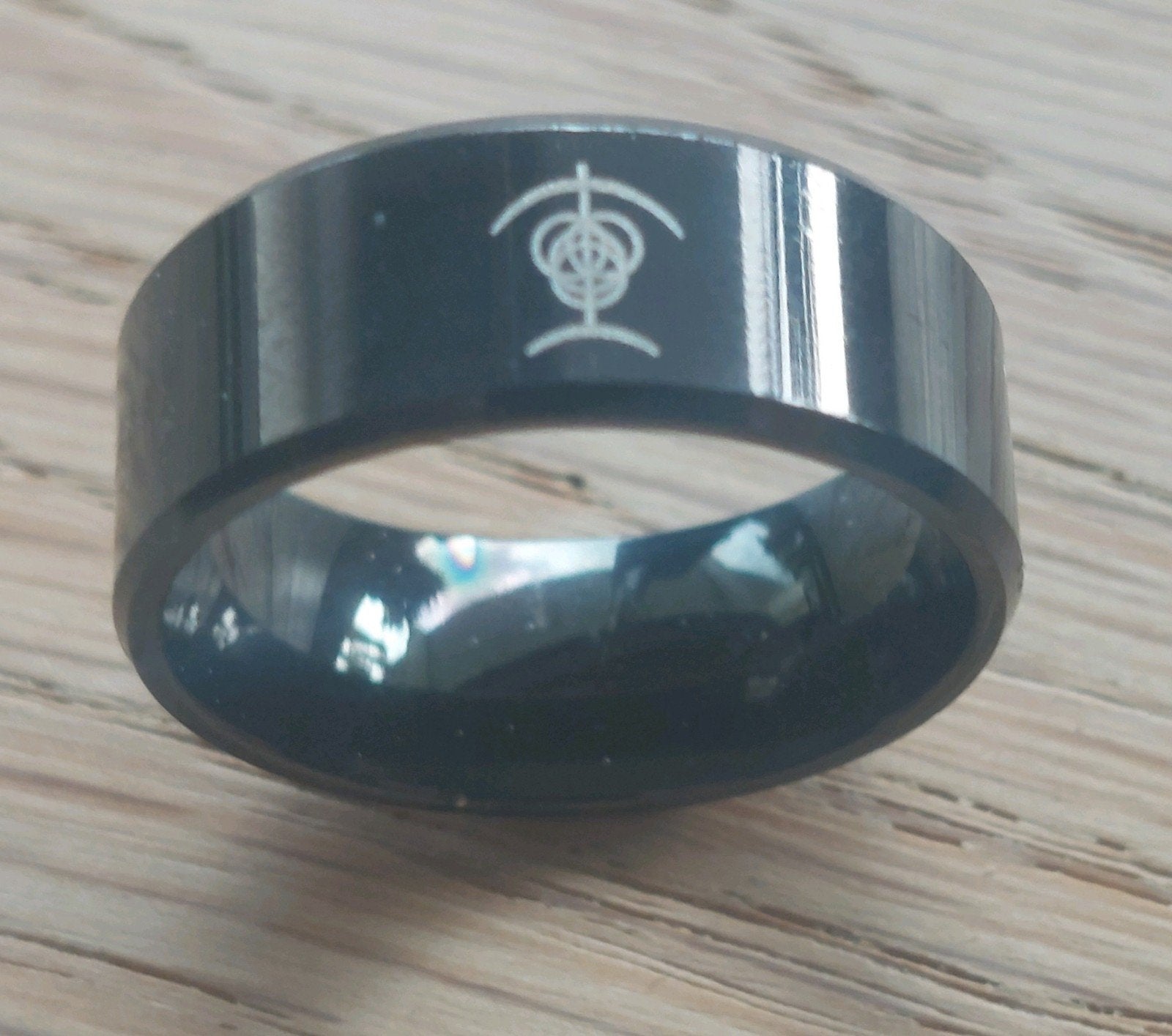 Zwarte Ring, met Elden Ring symbool. Nieuw!! Maat us8 of 11, 18 tot 19, Zwart, Nieuw, Ophalen of Verzenden