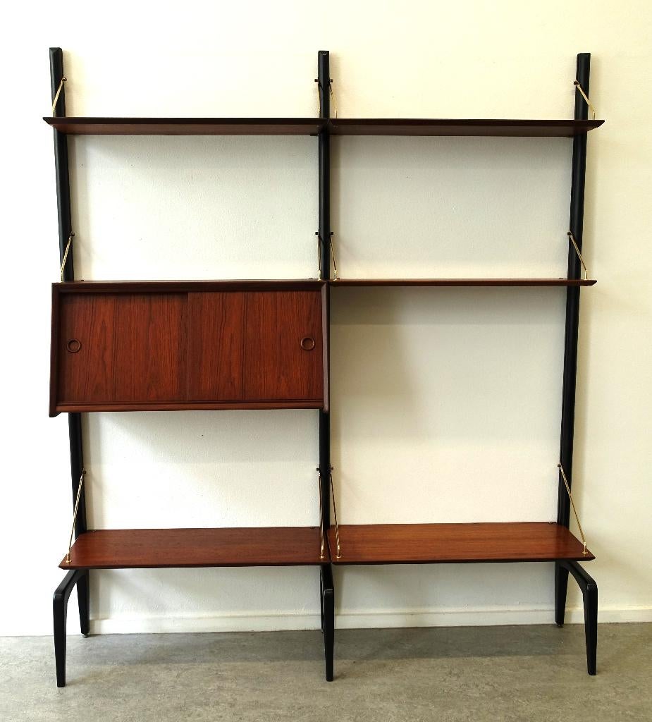 Vintage Louis van Teeffelen wandsysteem WéBé wandmeubel 60's, Huis en Inrichting, Kasten | Wandmeubels, Ophalen, Gebruikt, 200 cm of meer