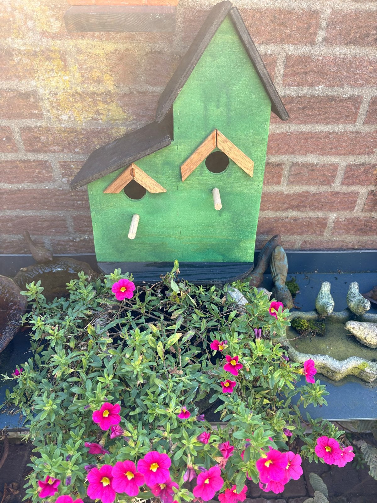 Groen vogelhuisje met twee ingangen, Tuin en Terras, Ophalen, Nieuw