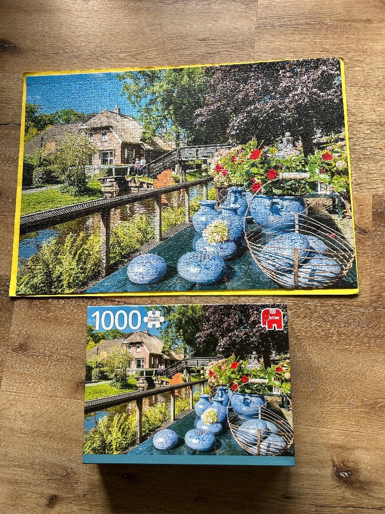 Puzzel met blauwe potten, Ophalen, 500 t/m 1500 stukjes, Zo goed als nieuw, Legpuzzel