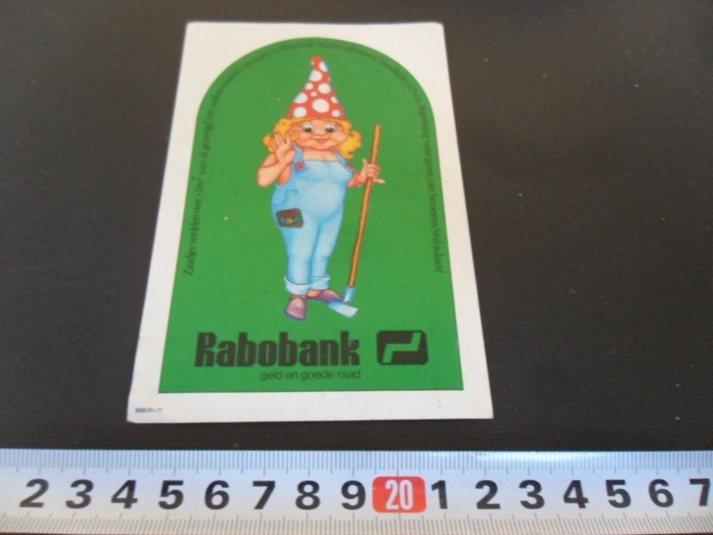 sticker RABOBANK Kabouter vrouw Groen, Verzamelen, Ophalen of Verzenden, Zo goed als nieuw