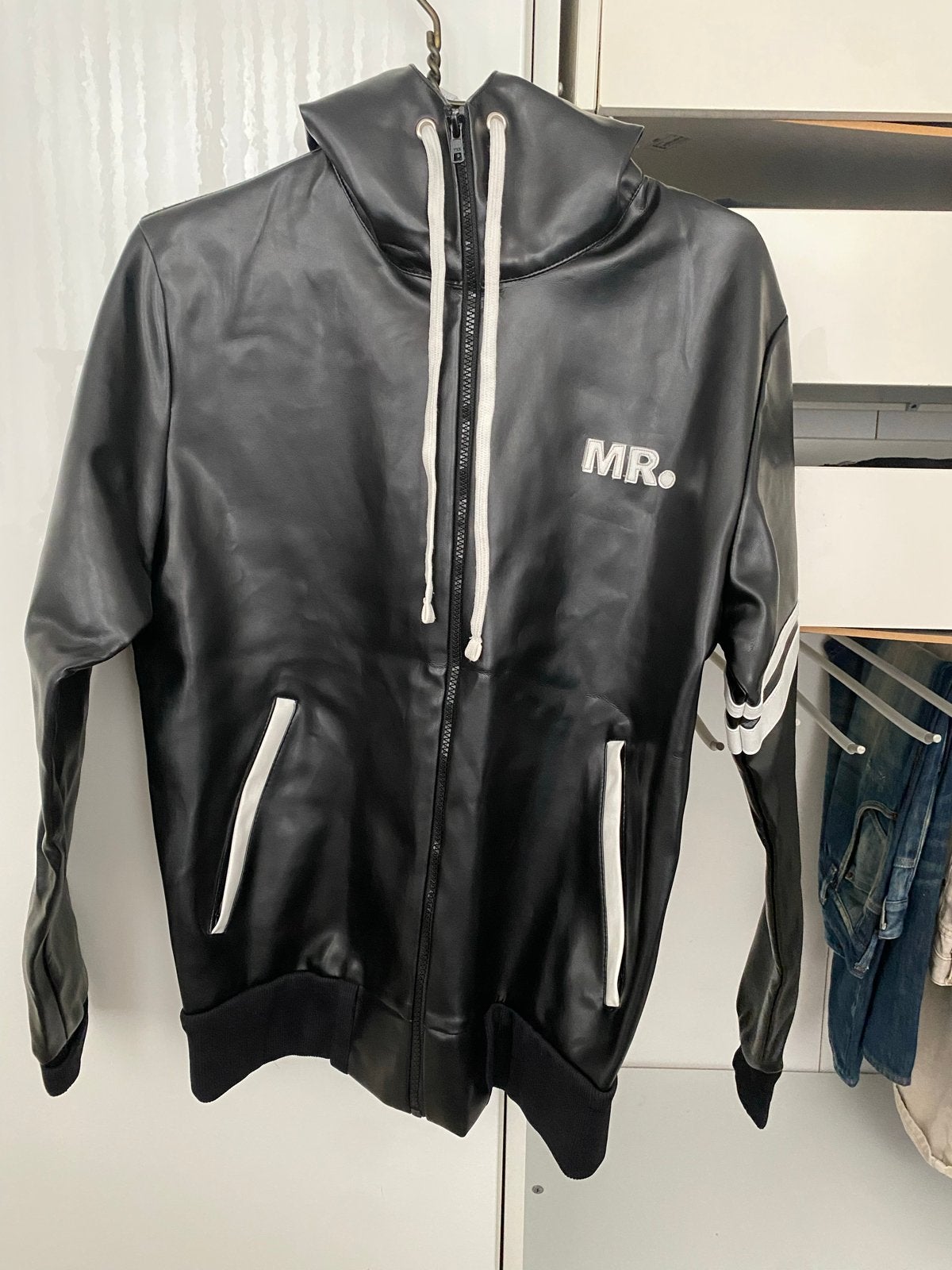 MR. RIEGILLIO Zwart Kunstleren Bomberjack Maat M, Kleding | Heren, Ophalen of Verzenden, Zo goed als nieuw, Maat 48/50 (M), Zwart