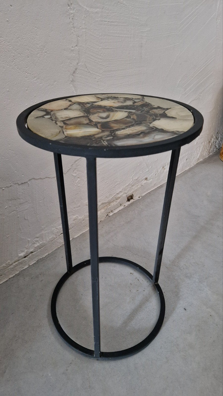 Bijzettafeltje natuursteen look met metaal, Ophalen, Minder dan 45 cm, Minder dan 55 cm, Gebruikt