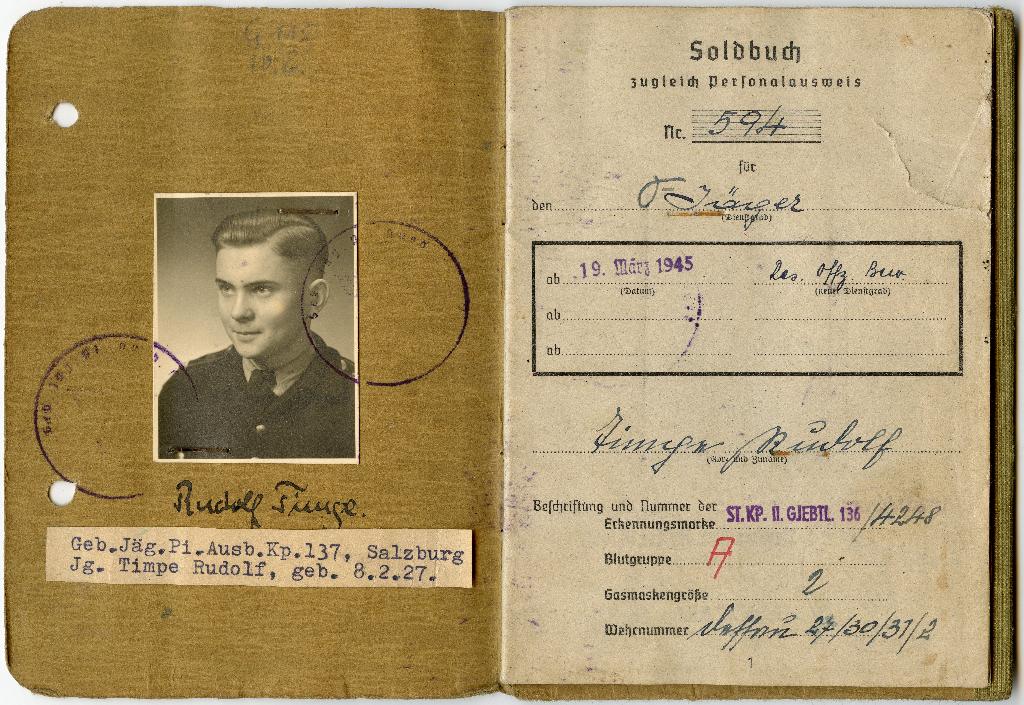Soldbuch Jugend Pimpf Gebirgsjäger Endkampf, Verzamelen, Verzenden, Landmacht, Duitsland, Foto of Poster