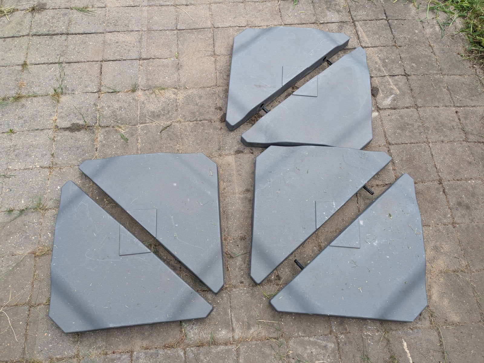 Parasolvoet tegels verzwaard (6 stuks), Tuin en Terras, Parasols, Ophalen, Gebruikt, Minder dan 1 meter, Parasolvoet