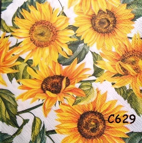Servetten decoupage/bullet journal – zonnebloemen C629, Verzenden, Nieuw