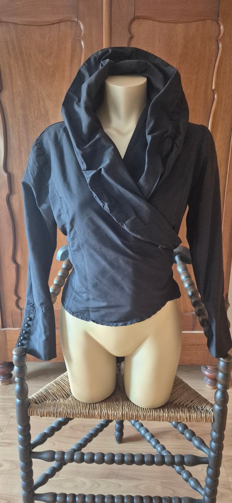 Blue River Zwarte overslag  Blouse  - Maat 40 / 42, Kleding | Dames, Maat 38/40 (M), Zwart, Ophalen of Verzenden, Zo goed als nieuw