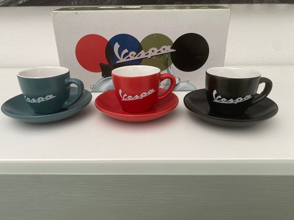 Vespa espresso kopjes (3x), Steen, Overige merken, Nieuw, Ophalen of Verzenden
