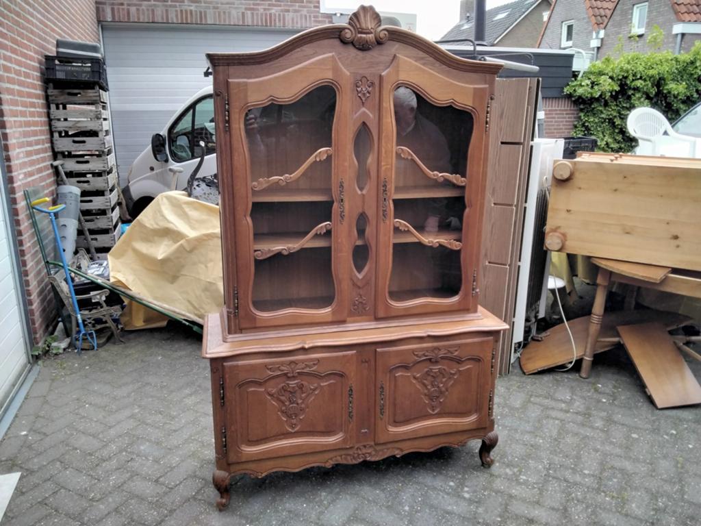 Louis XV vitrinekast,  2 delig., Ophalen of Verzenden