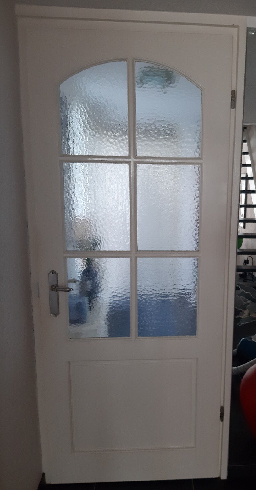 Massiefhouten Opdekdeur met Glas 211/5 bij 83, Gebruikt, 80 tot 100 cm, Binnendeur, Ophalen of Verzenden